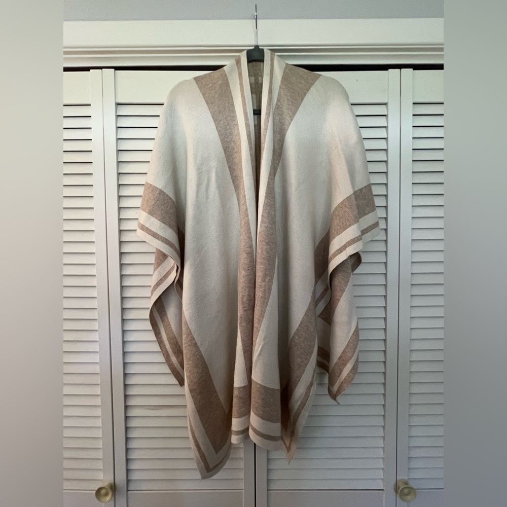 Chico's Cream and Tan Shrug Poncho Sweater